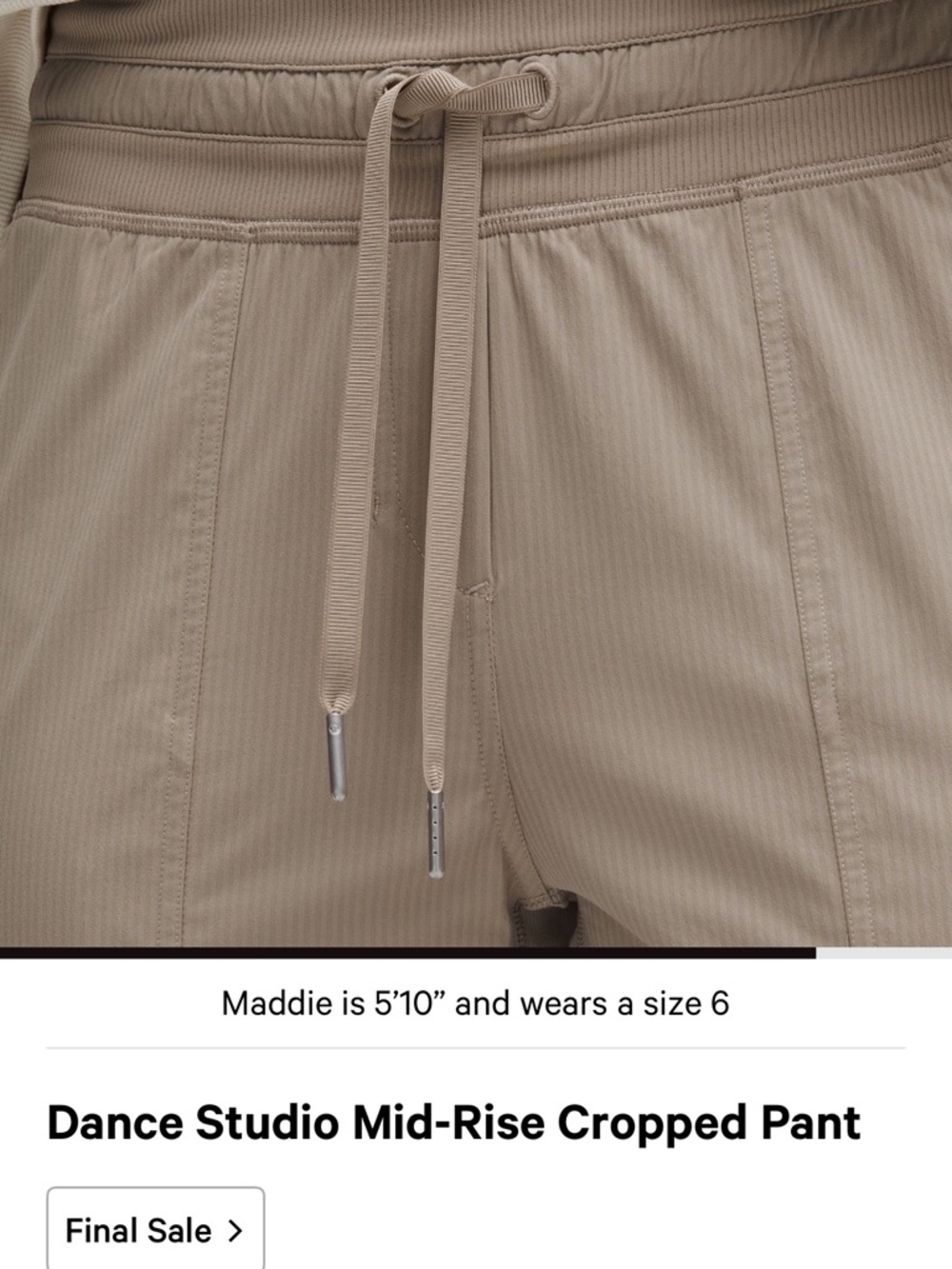 Lululemon Pant  women’s dance studio mid-Rise Cropped pant  in Light tan size 14 - Picture 16 of 16